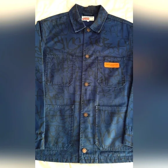 Supreme X Comme des Garçons Shirt Printed Canvas Chore Coat *FW18*